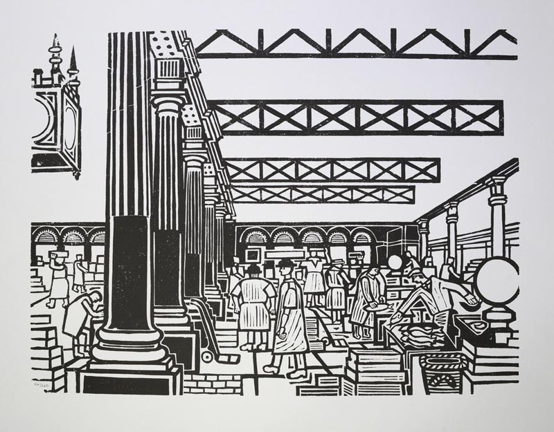 Edward Bawden CBE RA - Lithograph of Lino Print